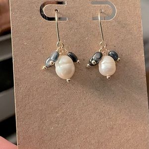 Handcrafted 14K Gold Filled Pearl & Sapphire Earrings